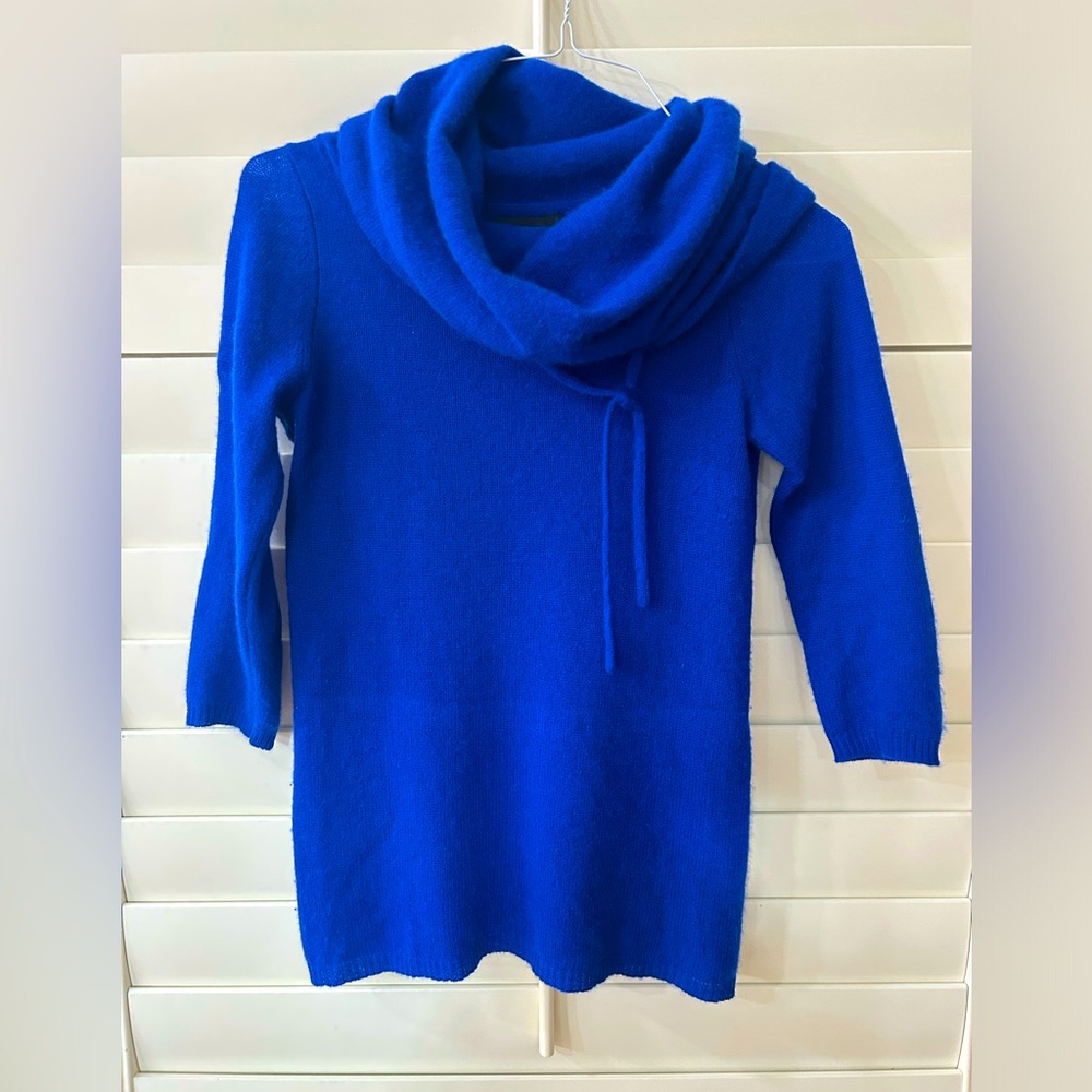 Cynthia Rowley 100% Pure Cashmere Cowl Neck Sweater Royal Blue XS